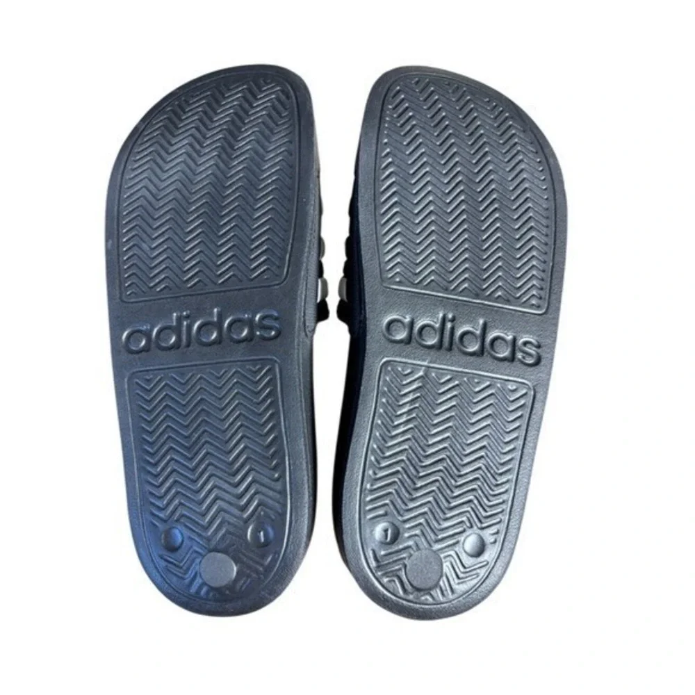 Adidas Kids Youth SZ 1 Adilette Shower Slides Black‎ White Summer Swim NEW